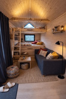 Interiér mobilní chatky