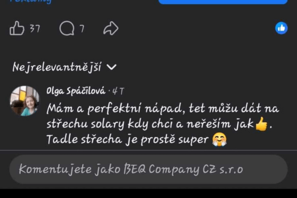 Reference na plastové střešní tašky Solar