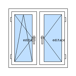 Okno dvoukřídlé se sloupkem - Levé křídlo otvíravo-sklopné, pravé pouze otvíravé